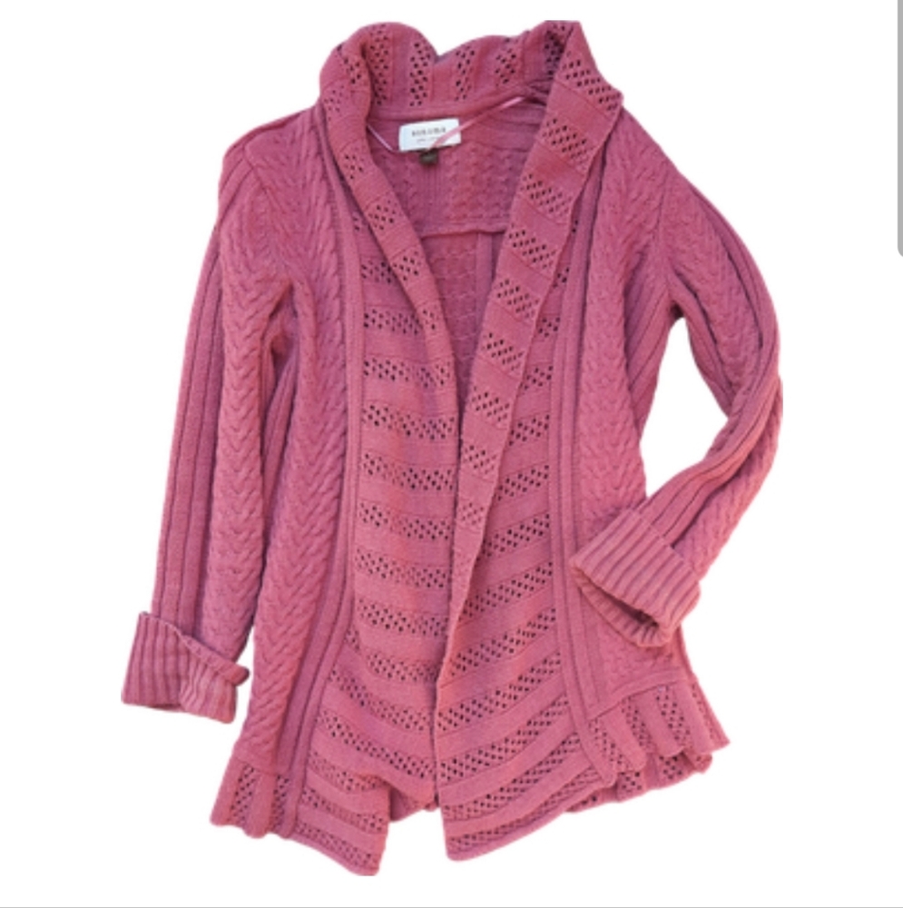 Sonoma Crochet Knit Dusty Rose Pink Cardigan Mauve